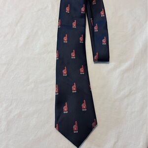 NWT Club Room Men's Classic #1 Dad Father's Day Tie in navy blue red foam finger